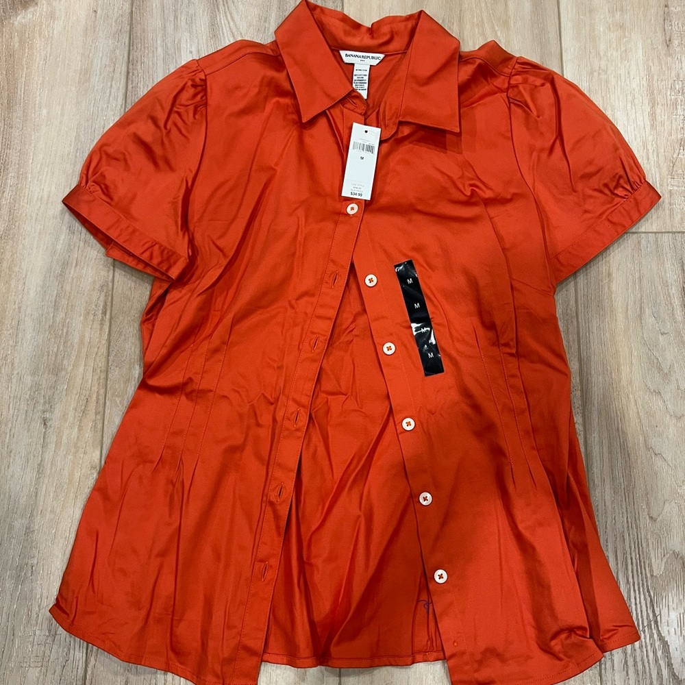 Banana Republic Vibrant Red Button Down Shirt